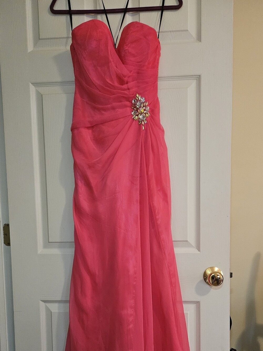 Bright coral ball dress night gown formal homecoming prom dress size S / 4